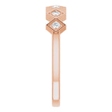 14K Gold Round Natural Diamond Stackable Ring – 1.75mm Stones - Rose Gold - view 4