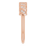 14K Gold Round Natural Diamond Accented Leaf Ring - Rose Gold - view 5