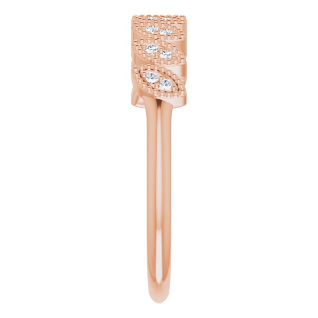 14K Gold Round Natural Diamond Accented Leaf Ring - Rose Gold - view 5