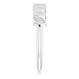 Platinum Round Natural Diamond Accented Leaf Ring - view 5