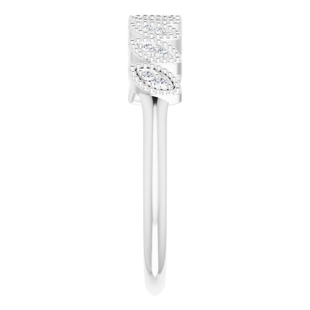 Platinum Round Natural Diamond Accented Leaf Ring - view 5