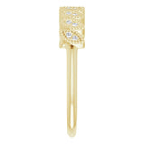 14K Gold Round Natural Diamond Accented Leaf Ring - Yellow Gold - view 4