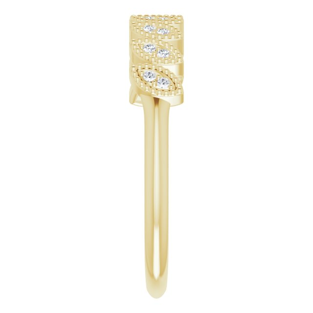 14K Gold Round Natural Diamond Accented Leaf Ring - Yellow Gold - view 4