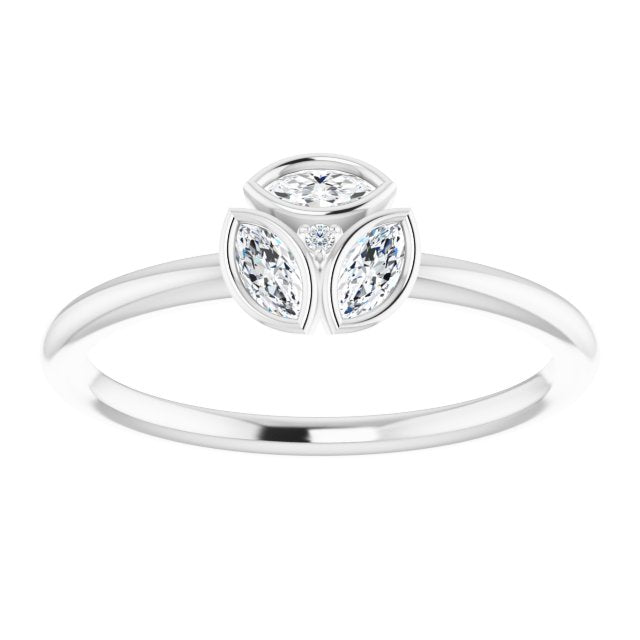 Platinum Marquise Natural Diamond Cluster Ring - view 3