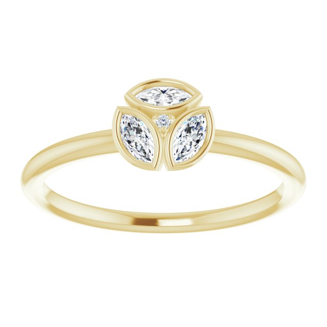 14K Gold Marquise Natural Diamond Cluster Ring - Yellow Gold - view 3