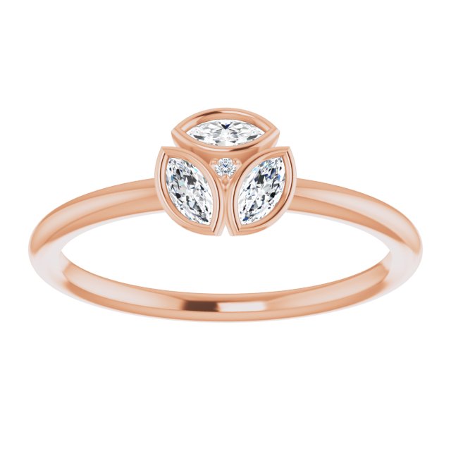 14K Gold Marquise Natural Diamond Cluster Ring - Rose Gold - view 3