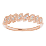 14K Gold Round Natural Diamond Accented Leaf Ring - Rose Gold - view 3