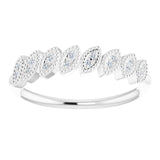Platinum Round Natural Diamond Accented Leaf Ring - view 3
