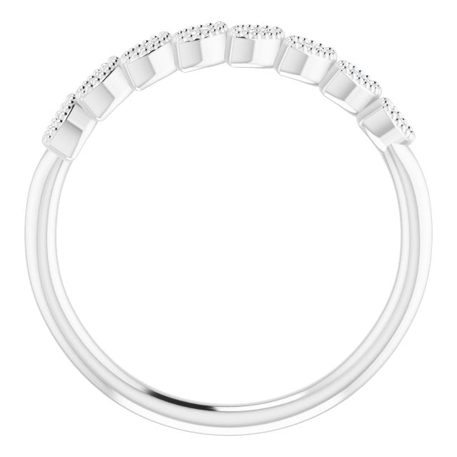 Platinum Round Natural Diamond Accented Leaf Ring - view 2