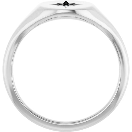 Platinum Round Natural Diamond Oval Starburst Signet Ring - view 2
