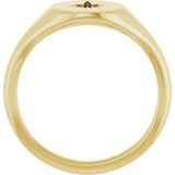 14K Gold Round Natural Diamond Oval Starburst Signet Ring - Yellow Gold - view 2
