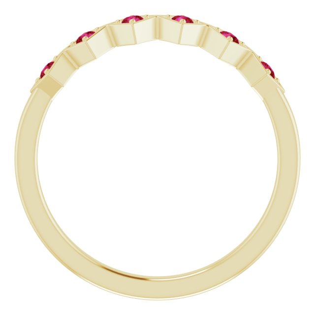 14K Gold Round Lab-Grown Ruby Stackable Ring - Yellow Gold - view 2