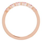14K Gold Round Natural Pink Tourmaline Stackable Ring – 1.75mm Stones - Rose Gold - view 2