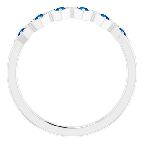 Platinum Round Natural Blue Sapphire Stackable Ring – 1.75mm Stones - view 2
