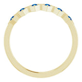 14K Gold Round Natural Blue Sapphire Stackable Ring – 1.75mm Stones - Yellow Gold - view 2