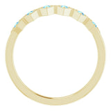 14K Gold Round Natural Aquamarine Stackable Ring – 1.75mm Stones - Yellow Gold - view 2