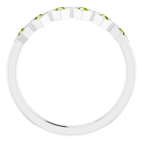 Platinum Round Natural Peridot Stackable Ring – 1.75mm Stones - view 2