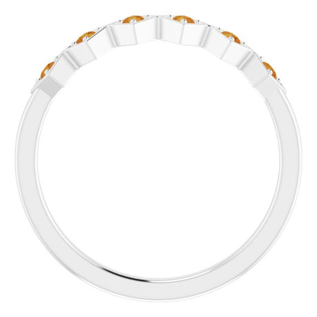 Platinum Round Natural Citrine Stackable Ring - view 2