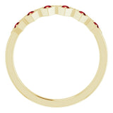 14K Gold Round Natural Mozambique Garnet Stackable Ring – 1.75mm Stones - Yellow Gold - view 2