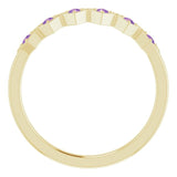 14K Gold Round Natural Amethyst Stackable Ring – 1.75mm Stones - Yellow Gold - view 2