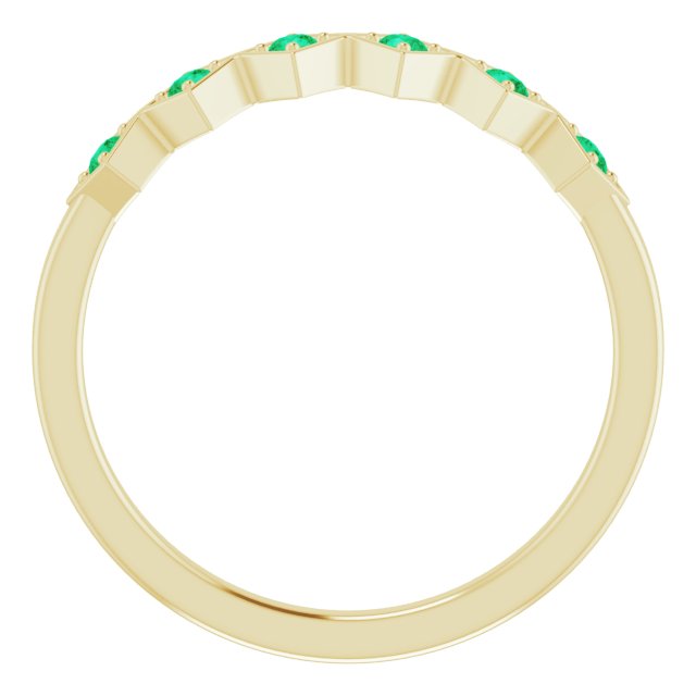 14K Gold Round Lab-Grown Emerald Stackable Ring - Yellow Gold - view 2