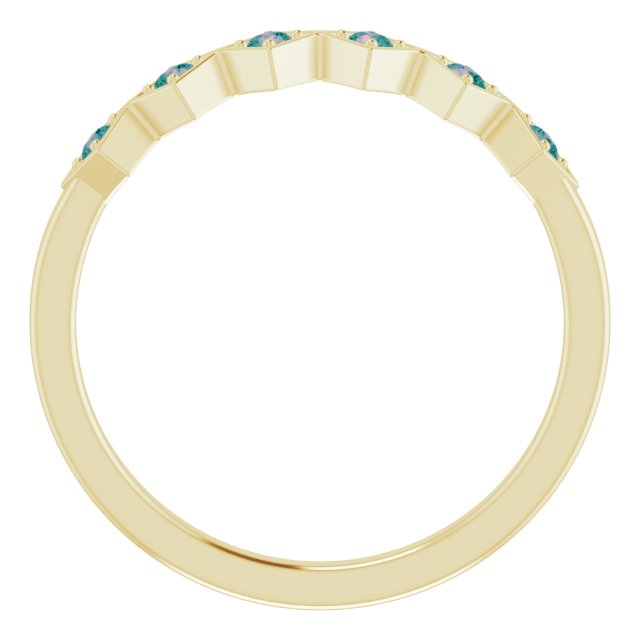 14K Gold Round Natural Alexandrite Stackable Ring - Yellow Gold - view 2