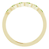 14K Gold Round Natural Peridot Stackable Ring – 1.75mm Stones - Yellow Gold - view 2