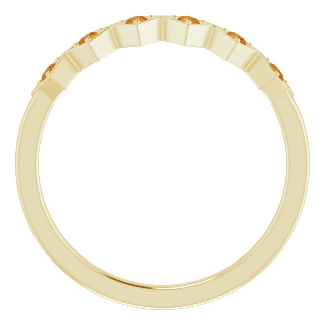 14K Gold Round Natural Citrine Stackable Ring - Yellow Gold - view 2