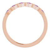14K Gold Round Natural Amethyst Stackable Ring – 1.75mm Stones - Rose Gold - view 2