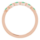 14K Gold Round Lab-Grown Emerald Stackable Ring - Rose Gold - view 2