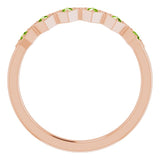 14K Gold Round Natural Peridot Stackable Ring – 1.75mm Stones - Rose Gold - view 2