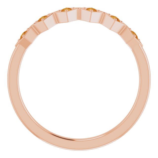 14K Gold Round Natural Citrine Stackable Ring - Rose Gold - view 2