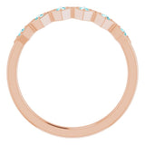 14K Gold Round Natural Blue Zircon Stackable Ring - Rose Gold - view 2