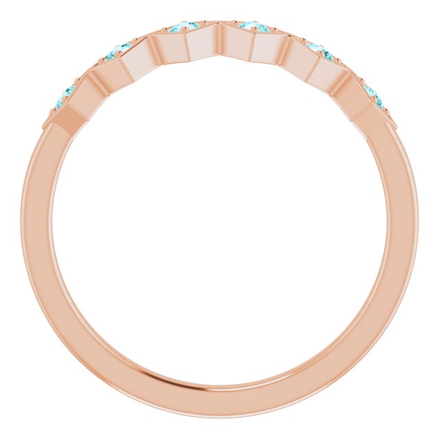 14K Gold Round Natural Blue Zircon Stackable Ring - Rose Gold - view 2
