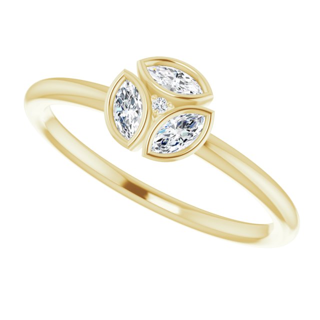 14K Gold Marquise Natural Diamond Cluster Ring - Yellow Gold - view 5