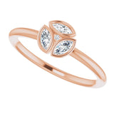 14K Gold Marquise Natural Diamond Cluster Ring - Rose Gold - view 5