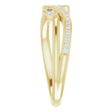 14K Gold Round Natural Diamond Bypass Ring – 2mm Stones - Yellow Gold - view 4