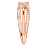 14K Gold Round Natural Diamond Bypass Ring – 2mm Stones - Rose Gold - view 5