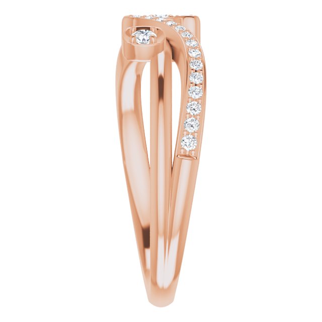14K Gold Round Natural Diamond Bypass Ring – 2mm Stones - Rose Gold - view 5