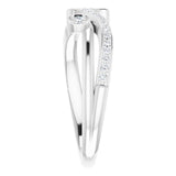 Platinum Round Natural Diamond Bypass Ring – 2mm Stones - view 5