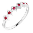 Platinum Round Natural Ruby Stackable Ring – 1.75mm Stones