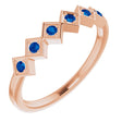 14K Gold Round Natural Blue Sapphire Stackable Ring – 1.75mm Stones - Rose Gold