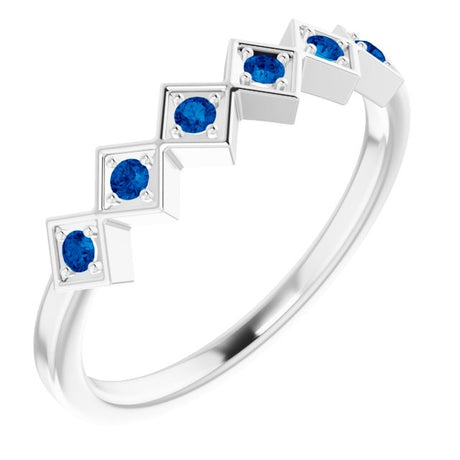 Platinum Round Natural Blue Sapphire Stackable Ring – 1.75mm Stones