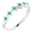 Platinum Round Natural Emerald Stackable Ring – 1.75mm Stones