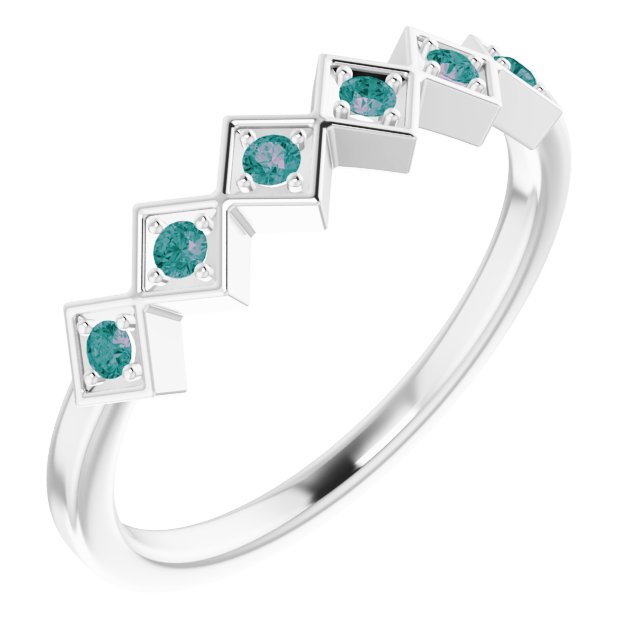 Platinum Round Natural Alexandrite Stackable Ring