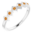 Platinum Round Natural Citrine Stackable Ring