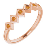 14K Gold Round Natural Citrine Stackable Ring - Rose Gold