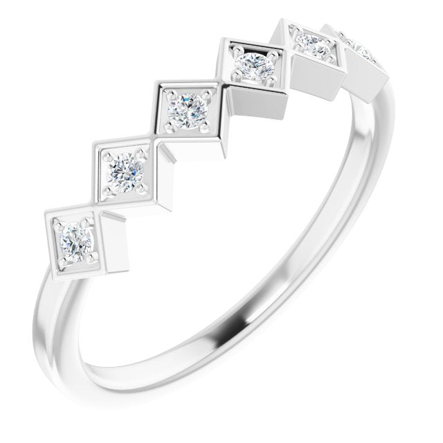 14K Gold Round Natural Diamond Stackable Ring – 1.75mm Stones - White Gold