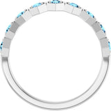 Platinum Round Natural Aquamarine Stackable Geometric Ring - view 2