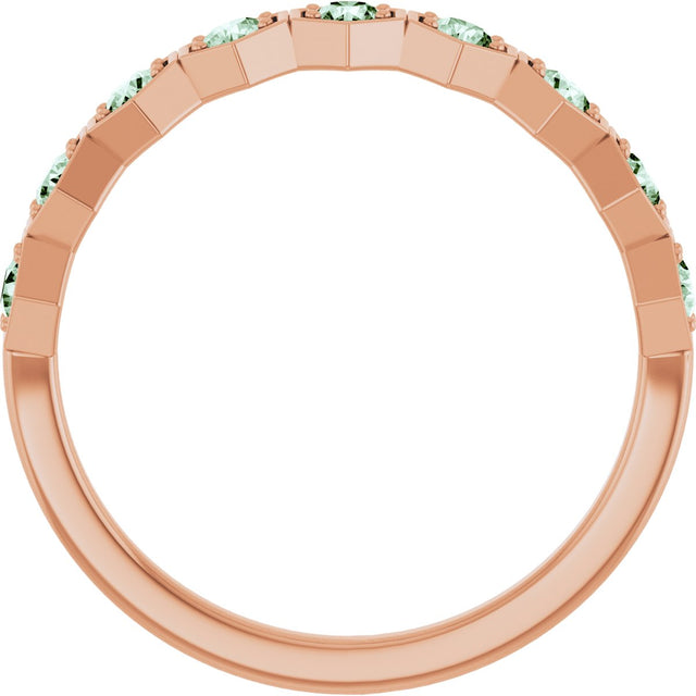 14K Gold Round Natural Alexandrite Stackable Geometric Ring - Rose Gold - view 4